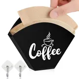 ZIJANG Filtertütenhalter, Wiederverwendbarer Stylischer Kaffeefilterhalter, Hölzerner Kaffeefilter Papierhalter, Schwarzer Kaffeefilter Wandhalter, mit Haken, für Küche, Café Und Büro