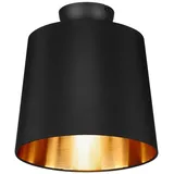 meineWunschleuchte - Kleine Deckenleuchte Laurea mit Stoff Lampenschirm Schwarz Gold – 30cm