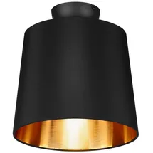 meineWunschleuchte - Kleine Deckenleuchte Laurea mit Stoff Lampenschirm Schwarz Gold – 30cm