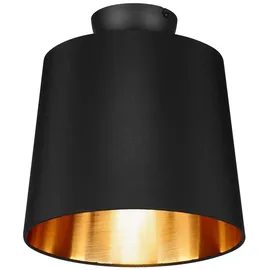 meineWunschleuchte - Kleine Deckenleuchte Laurea mit Stoff Lampenschirm Schwarz Gold – 30cm