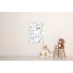 Bild QUEENCE "Einhorn auf Fliegenpilz", weiß (farbe bild(er): weiß), B:60cm H:90cm T:0,4cm, Alu Dibond, Bilder, DIY Wandbild aus Dibond