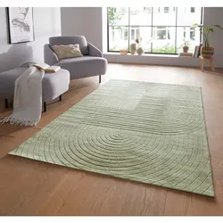 TaraCarpet Zen Modern fürs Wohnzimmer Schlafzimmer und Outdoorteppich hoch - tief Struktur grün 240x340 cm