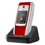 Easyfone T300 4G Seniorenhandy Klapphandy ohne Vertrag, 2,4-Zoll-HD-Display, Notruffunktion, 1500mAh Akku und Ladestation (Rot)