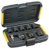 Dewalt Steckschlüsselsatz, (9-teilig, inkl. Adapter, DEWALT Extreme Impact Steckschlüssel-Set für Schlagschrauber DT7507 1/4" zu 1/2" absolut schlagfest, für bis 300 Nm+ geeignet, gelaserte Größenangaben)