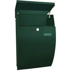 PROREGAL Wandbriefkasten Geronan mit Namensschild | HxBxT 48x32,2x15,5cm | Einwurföffnung 24x4cm | Grün