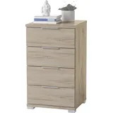 SchlafKONTOR Nachtkommode 4 Schubkästen Holzwerkstoff Dekorfolie 46x79x42 cm - 2 Jahre Gewährleistung - mind. 14 Tage Rückgaberecht