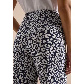 Cecil Wide Leg Hose im Loose Fit mit Leo-Print - blau