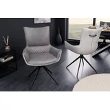 Riess-Ambiente Stuhl ALPINE grau hellgrau Armlehnen schwarze Metallbeine Microfaser