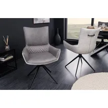 Riess-Ambiente Stuhl ALPINE grau hellgrau Armlehnen schwarze Metallbeine Microfaser