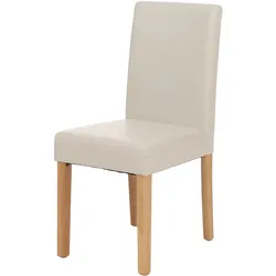 Esszimmerstuhl Littau, Küchenstuhl Stuhl, Kunstleder ~ weiß, helle Beine