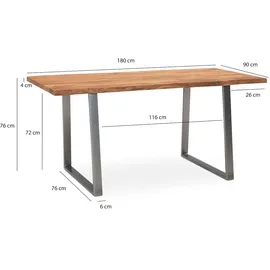 FineBuy Schreibtisch Akazie massiv / Braun