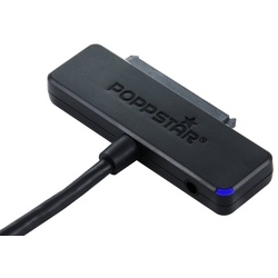 Poppstar Anschlusskabel für externe Festplatten USB-Adapter S-ATA zu USB-C, USB 3.1 Typ C Festplattenadapter SATA SSD 2,5/3,5″ (ohne Netzteil) schwarz