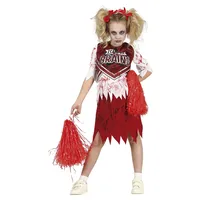 FIESTAS GUIRCA Zombie Cheerleader Kostüm – Rot-weißes Cheerleader-Kleid für Mädchen von 5–6 Jahren