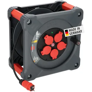 Brennenstuhl Professional Baustellen-Kabeltrommel KA 5100 5 IP44 (50m H07RN-F 3G1,5 Kabel in schwarz, 5 Schutzkontakt-Steckdosen, Baustelleneinsatz und ständiger Einsatz im Freien, Made in Germany)