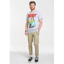 LOGOSHIRT T-Shirt "Asterix & Obelix", Herren, Gr. S, grau (grau, meliert), 95% Baumwolle, 5% Viskose, bedruckt, meliert, normal, Rundhals, Shirts T-Shirt, mit coolem Retro-Print