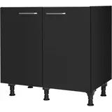 Nobilia Spülenschrank ""Touch", vormontiert, mit höhenverstellbaren Sockelfüßen", schwarz (front: lacklaminat schwarz supermatt, korpus: schwarz), B:90cm H:87cm T:58,3cm, Schränke, Breite 90 cm