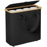 Yorbay 30L Toilettenpapier Aufbewahrung Korb mit Deckel, Faltbarer Klopapier Aufbewahrung für 12-16 Rollen Klopapier, Bambus Toilet Paper Organizer für Badezimmer, Enge Räume, Schwarz