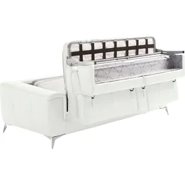 Egoitaliano Schlafsofa »Francine Designsofa, Loungesofa mit Dauerschlaffunktion, Breite 233 cm« mit Bettfunktion, Leder BULL, weiß, Fußfarbe chrom weiß
