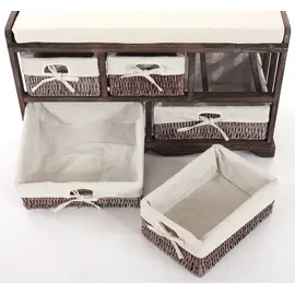 Mendler Kommode und Sitzbank mit 5 Schubladen 45 x 77 x 36 cm Braun
