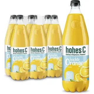 hohes C leichte Orange (6 x 1l), 60% Saft, Orangensaft, Vitamin C, ohne Zuckerzusatz laut Gesetz, vegan