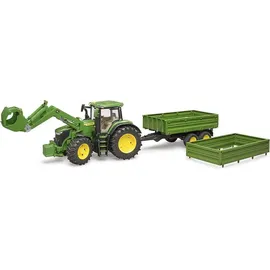 Bruder John Deere 7R 350 mit Frontlader und Tandemachstransportanhänger