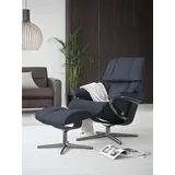 Stressless Stressless® Relaxsessel »Reno«, (Set, Relaxsessel mit Hocker), mit Hocker, mit Cross Base, Größe S, M & L, Holzakzent Schwarz, blau