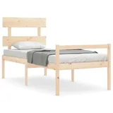 Seniorenbett mit Kopfteil Massivholz - Braun/Bunt