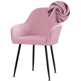 Stretch Stuhlhussen für Esszimmerstühle Samt Stuhlhussen mit gebogener Rückenlehne und Armlehne Bezug für Drehsessel abnehmbar und waschbar für Esszimmer Hochzeit Party Hotel (Rosa 6 Stück)