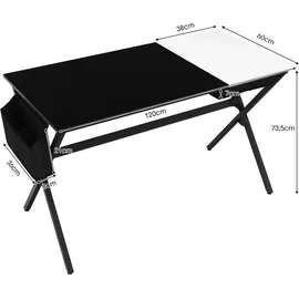 Costway Schreibtisch mit Klappbarer Tischplatte, Computertisch mit Seitentasche Arbeitstisch PC-Tisch modern aus Holz für Arbeitszimmer, Schlafzimmer, 120 x 60 x 73,5cm