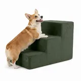 murando Hundetreppe für Kleine Hunde 3 Stufen 30 cm, Samt - Khaki