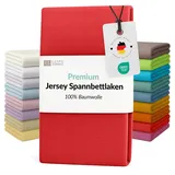 Carpe Sonno Spannbettlaken Jersey Bettlaken 90x200 100x200 140x200 160x200 180x200 200x200 & x220, Jersey, Gummizug: rundum, (1 Stück), Für Matratzen bis 25cm Höhe - 100% Baumwolle - MADE IN EU - OEKO-TEX® rot 180-200 cm x 200 cm