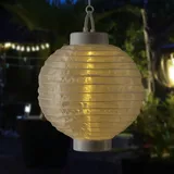 MARELIDA LED Solar Lampion 20cm Party Balkon Terrasse Gartenbeleuchtung Lichtsensor weiß