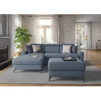 sit&more Ecksofa Scarlett L-Form, inklusive Kopfteilverstellung, wahlweise mit Bettfunktion, Bettkasten blau