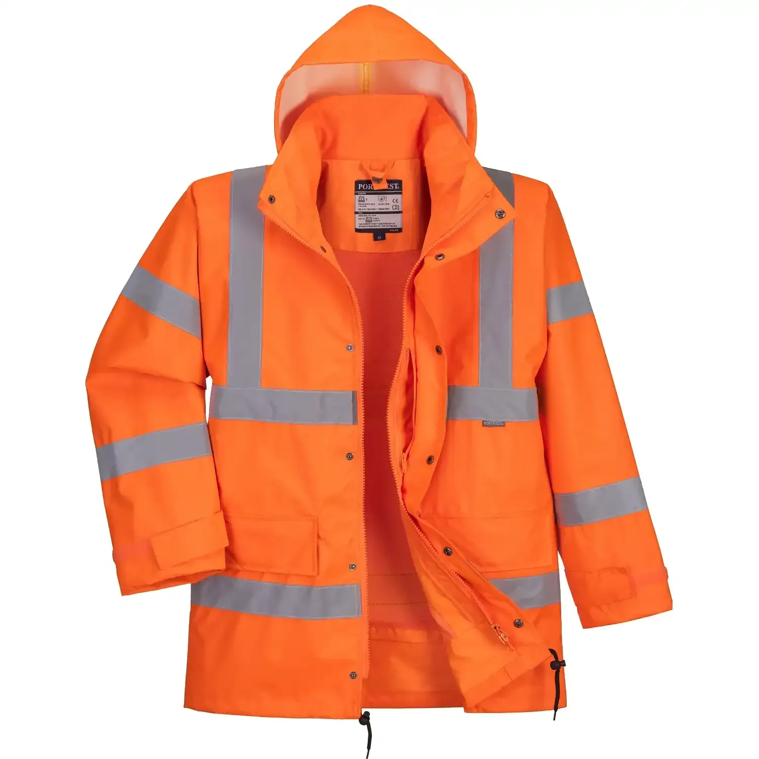 Warnschutz Regenjacke "RT63" Bahn orange - S - Orange