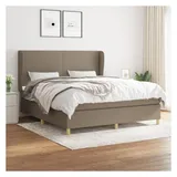 vidaXL Boxspringbett mit Matratze Taupe 180x200 cm Stoff