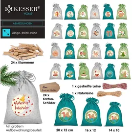 Kesser Adventskalender zum Befüllen 24 Jutebeutel 14 x 10 cm