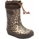 Thermo Rubber Boots Mädchen Gummistiefel mit Warmfutter, Dunkelbraun (Leopard)