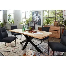 Massivmoebel24 SEATTLE Esstisch #01 200x100 Kreuzgestell Wildeiche braun - Braun