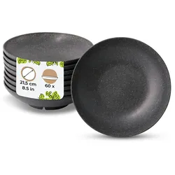 BIOZOYG 60 Stück Pasta-Teller Salat-Teller Ø21,5cm Wiederverwendbare Teller, Tiefe Teller, spülmaschinenfest, mikrowellengeeignet, umweltfreundlich