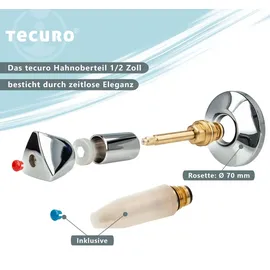 tecuro Hahnoberteil Sanitäroberteil 1/2 Zoll, mit Griff und Rosette, für Unterputz-Ventile - blau/rot
