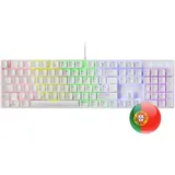 Mars Gaming MK422 Weiß, Mechanische Gaming Tastatur RGB, Antighosting, Mechanischer Switch Blau, Portugiesische Sprache