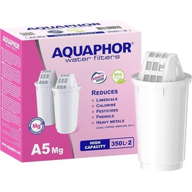 AQUAPHOR A5 Pack 2 mit Magnesium Wasserfilterkartusche, weiß, 350 l