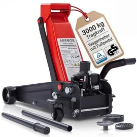 Arebos Rangierwagenheber 3 t Stahl/Gummi 130-508 mm rot