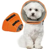 Kuoser Schutzkragen Halskrause Hund Leckschutz Schutzkragen Einstellbar Orange M 28-36cm orange