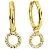 Fascination by Ellen K. Creolen Gold 585 mit 32 echten Weißtopasen 14mm Durchmesser