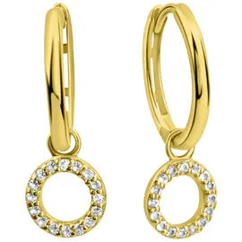 Fascination by Ellen K. Creolen Gold 585 mit 32 echten Weißtopasen 14mm Durchmesser
