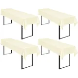 4 Stück Biertisch Tischdecke Beige, Biertisch Cover Universell für 50 cm und 70 cm Biertisch, Waschbar Polyester Rechteckige Tischdecke für Partys im Freien, Bankette (250 x 100 cm)
