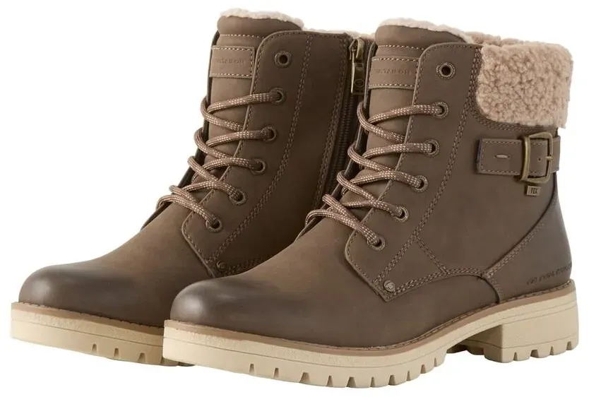 TOM TAILOR Damen Wasserdichte Stiefel mit Fütterung, beige, Uni, Gr. 39