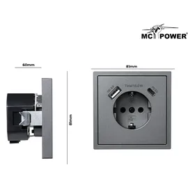 McPower Schuko-Steckdose 1x USB-C 18 W Schwarz 1 St.