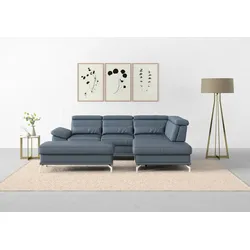 Hocker SIT & MORE "Cabrio", blau (graublau), B:133cm H:48cm T:72cm, Hocker